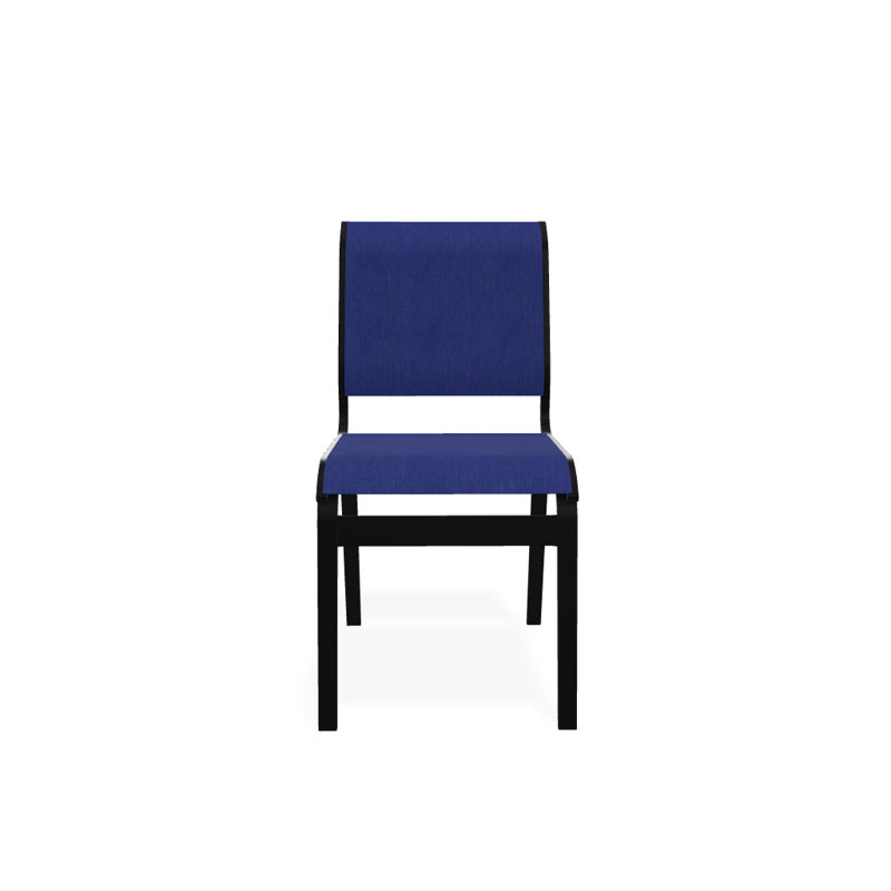 Chaise d'appoint de salle à manger Hiraku, Atlantis bleu royal Sunbrella®, Noir texturé