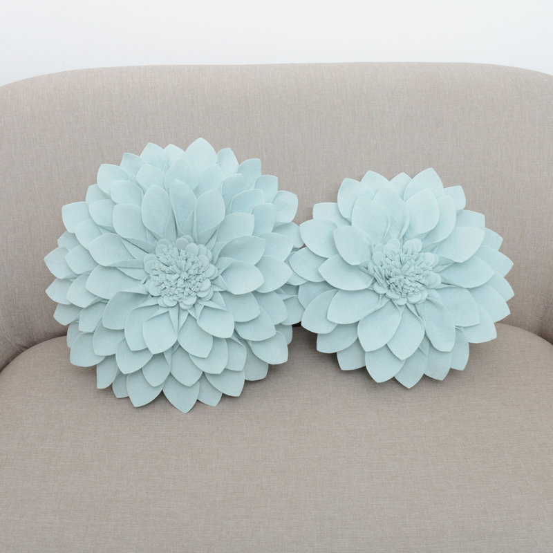 Fleur De Jardin Collection Ruffled Throw Pillow, Aqua, 13" x 13"
