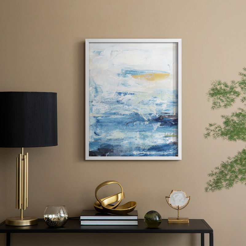 «Waves on Sand I», reproduction encadrée - bois massif, H 11 po x l 9 po, Blanc