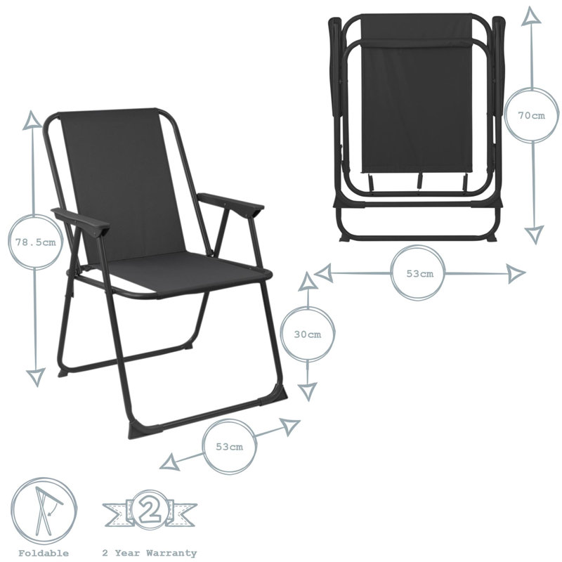 Harbour Housewares Folding Metal Beach Chairs, Black