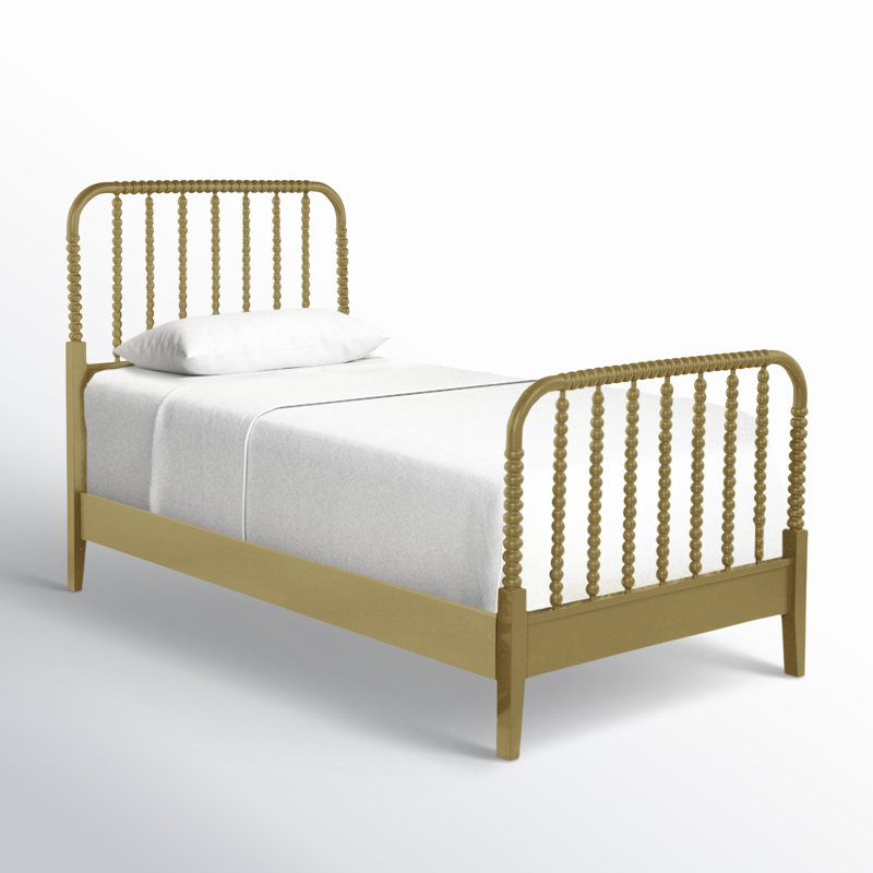 Lind Island Solid Wood Spindle Bed, Twin, Brass