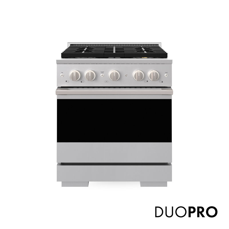 Zline Autograph 30 in. Marino Gas DuoPro Range in Steel Accents, Stainless Steel, Stainless Steel