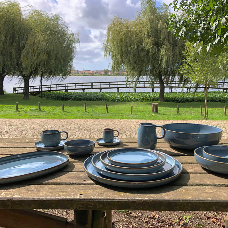 Habraham 4 Piece Dinner Plate Set, Blue