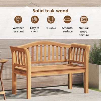 Banc en bois de teck massif vidaXL brun 47,24 x 21,06 x 33,46