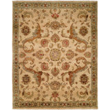 Wool Oriental Area Rug in Ivory