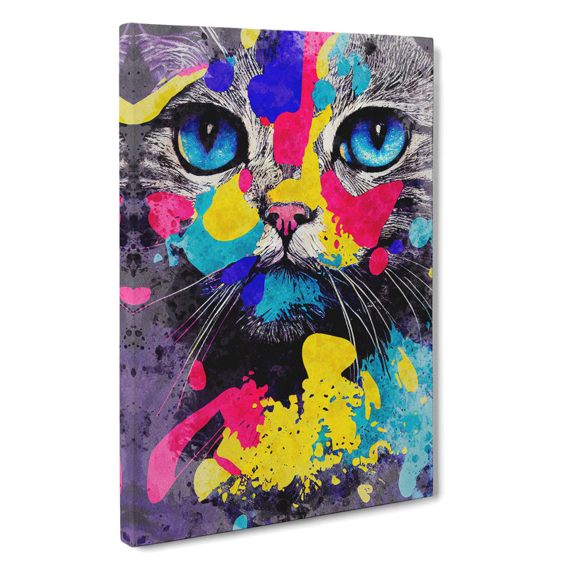 Catt Paint Splash No.5 - Wall Art, Wrapped Canvas, 50cm H x 35cm W x 3cm D, No Matte