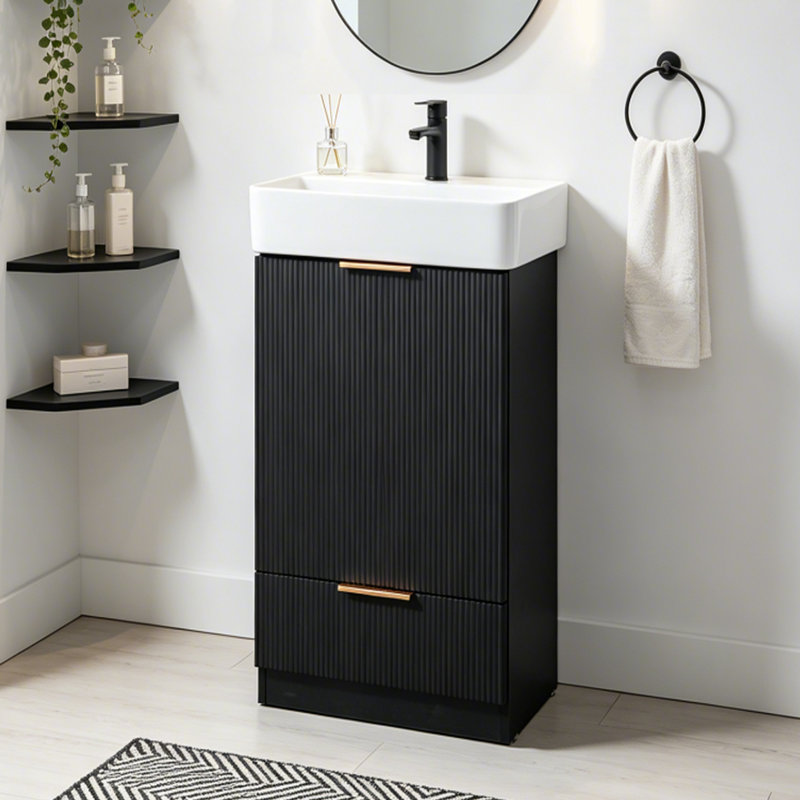 Arbutus 18'' Modern Free-standing Single Bathroom Vanity Set For Small Space, Black