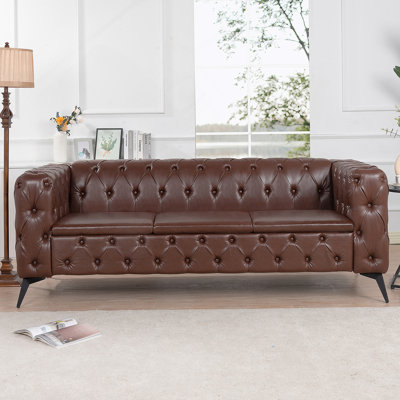 Canapé 3 places à coussin carré amovible de 84,06 pouces de largeur