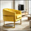 Chaise d'appoint en velours avec assise souple et pieds en métal-132922260