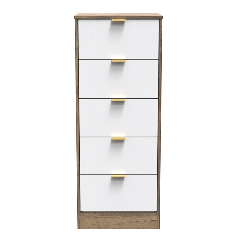 Barriner Bedside Table, White Matt/Vintage Oak