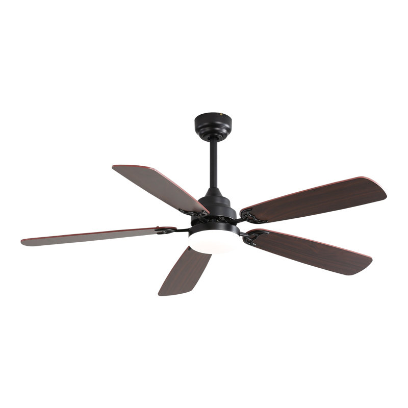 52 Inch Matte Black Ceiling Fan with LED Light, Remote Control Indoor Ceiling Fan with 6 Speed DC Motor, Dual-Color Blades and Adjustable Color Temperature