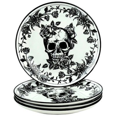 10 Strawberry Street Skull Toile Dessert Plate