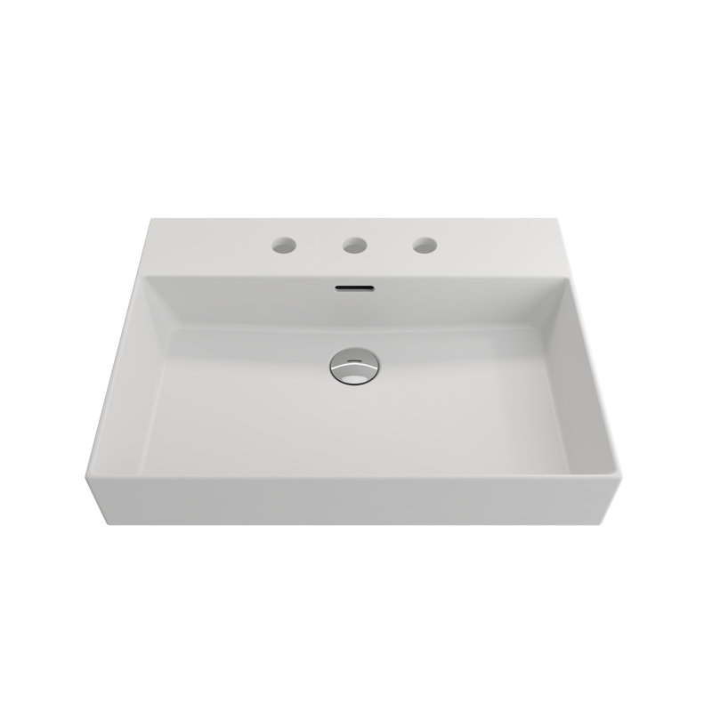 Milano 23.82'' L Bathroom Sink, Matte White, Single-Hole