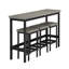 Table de salle à manger à hauteur de comptoir extra longue avec 3 tabourets, ensemble de table de pub avec repose-pieds, gris