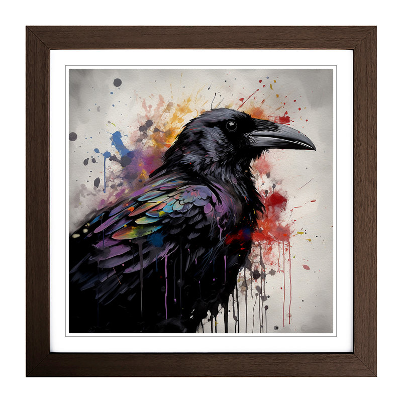 Crow Splatter Art - Framed Print, Walnut