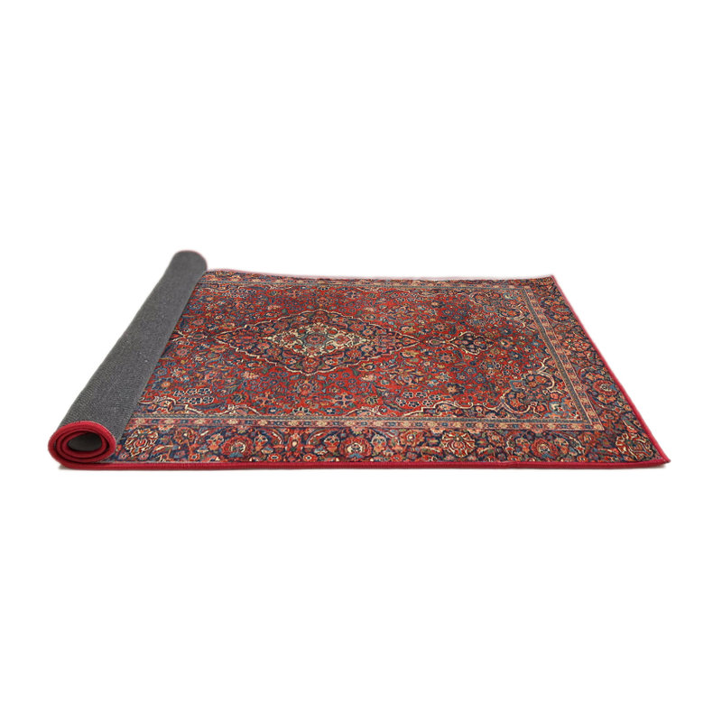 Tapis traditionnel rouge / beige / bleu, Rond 7 pi