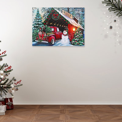 Décoration murale voiture avec bonhomme de neige
