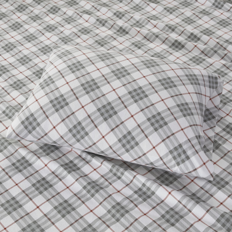 Twin Red Plaid Cotton Flannel Sheet Set