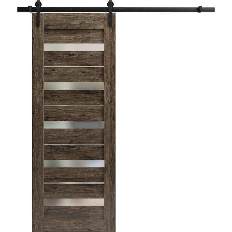Porte de grange en bois givré Quardo, Noyer, 30 po x 96 po