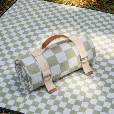 Tapis de pique-nique à carreaux très grand pour l'extérieur Tapis de pique-nique en vichy épais à 3 couches 80 "x 80" à carreaux lavable à la machine pour le camping sur la plage