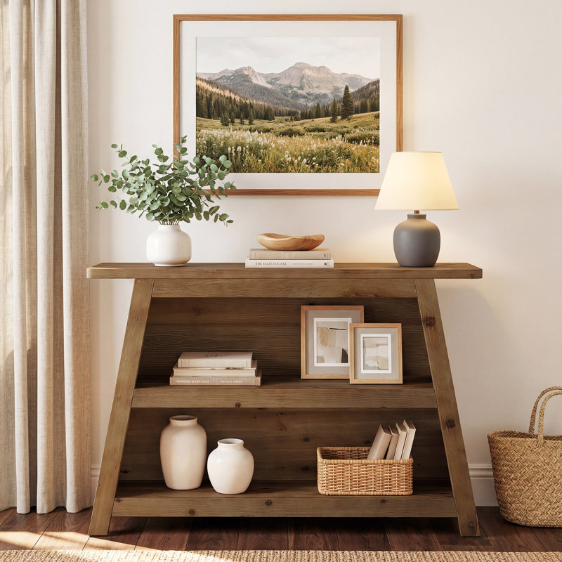 Solid Wood 3-Tier Console Table