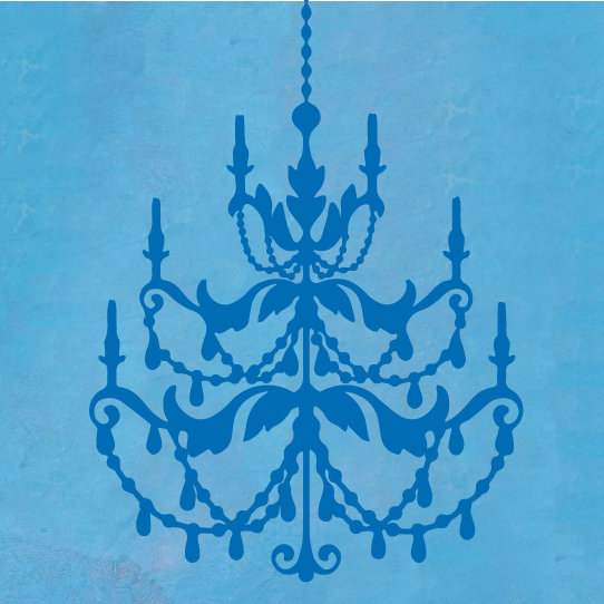 Décalcomanie murale lustre française, Bleu azur, H 24 po x l 16 po x P 0,01 po