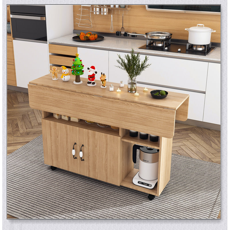 Table pliante multifonctionnelle avec tablettes et roulettes de rangement, table de salle à manger pliable de 47 pouces pour les petits espaces, bureau compact pour la cuisine, dortoir, bureau