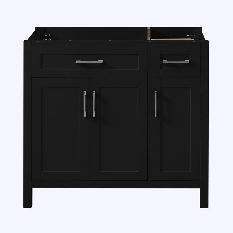 Meuble-lavabo de salle de bain sans lavabo, Noir, noir, noir, noir