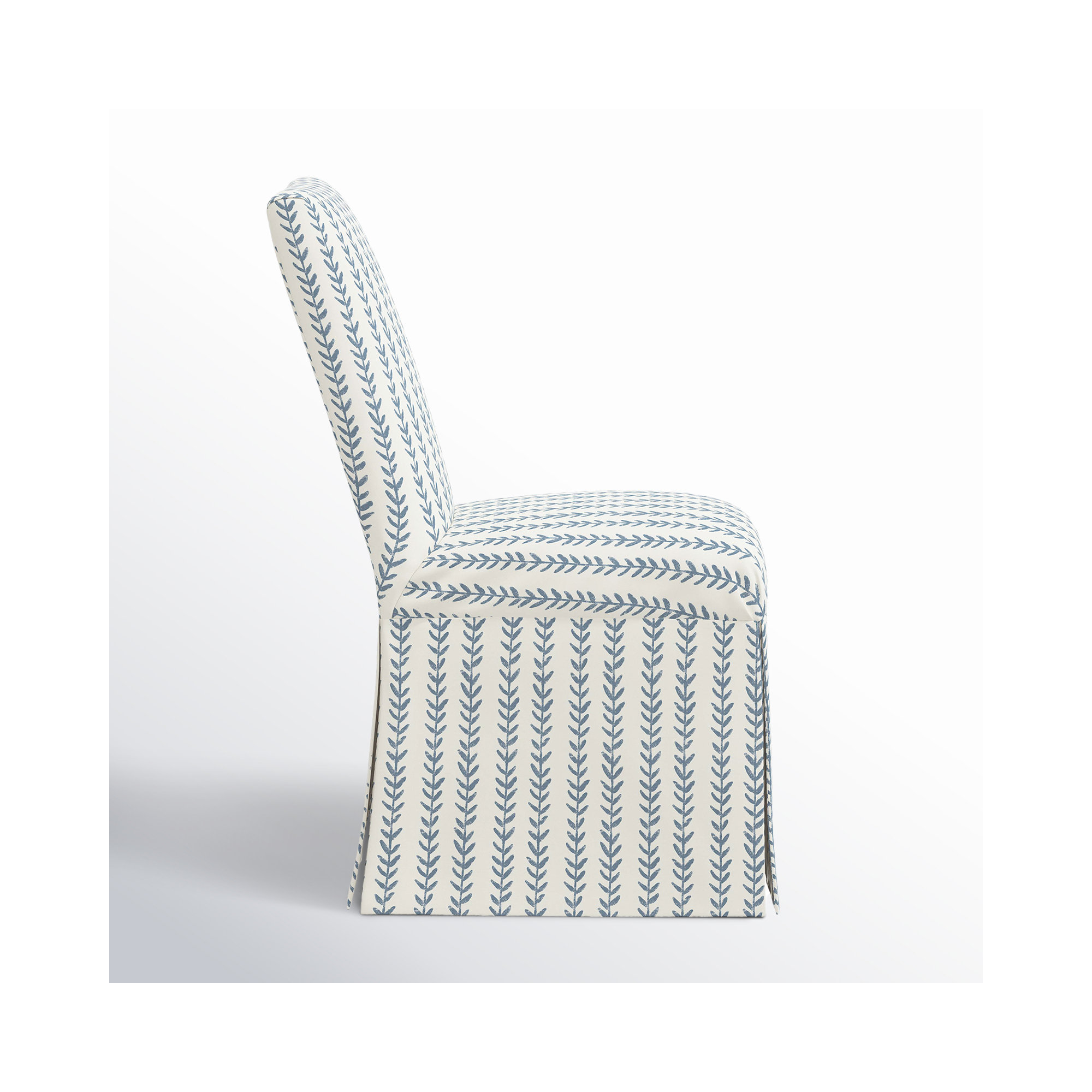 Ivanka Upholstered Parsons Chair, Vine Stripe Dusty Blue