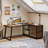 Shaped Computer Desk With 3 Drawers & Storage Shelves, Reversible Corner Desk for Home Office-1209322120-1250256046