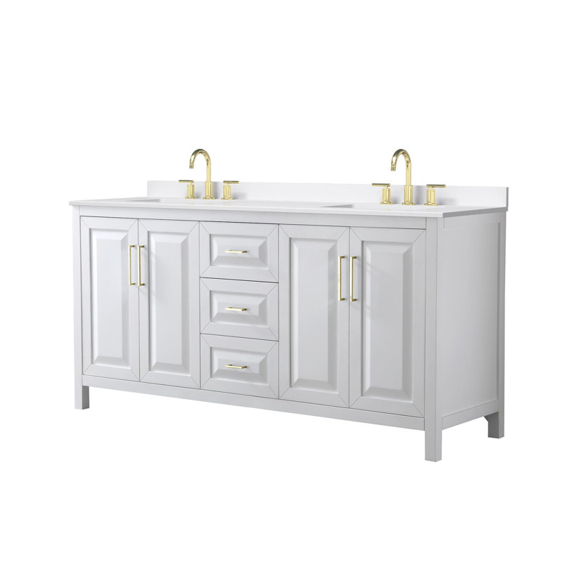 Daria 72'' W Vanity, White, Brushed Gold, Giotto Quartz
