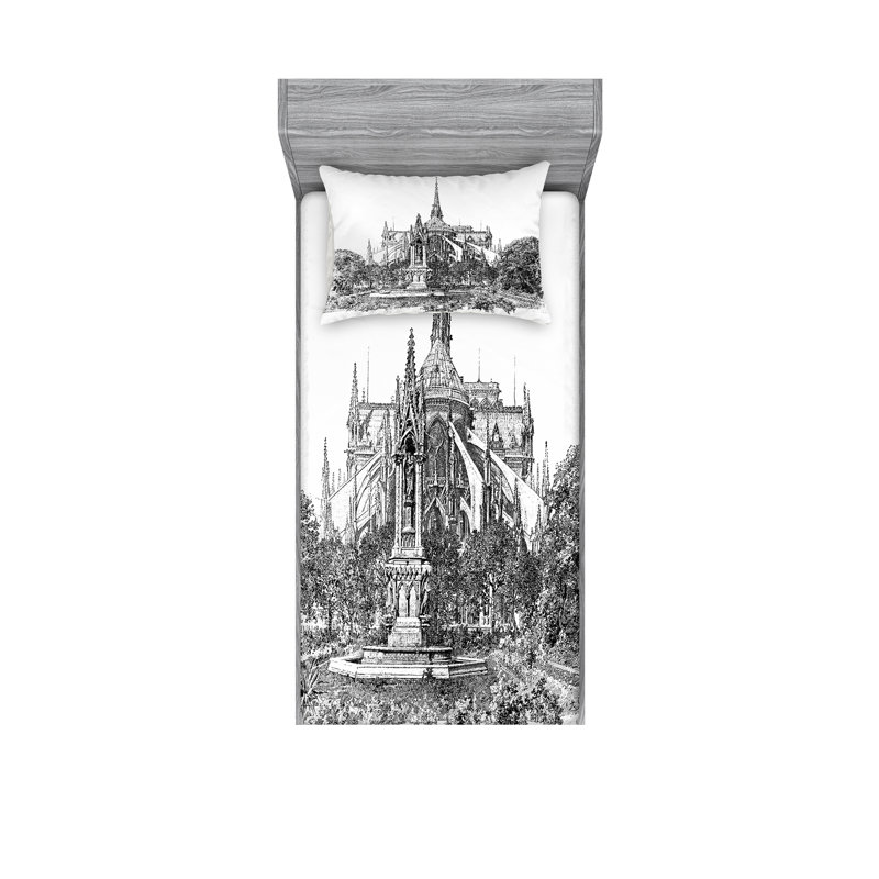 Ensemble de draps Notre Dame, Ensemble de draps pour lit simple avec drap-housse