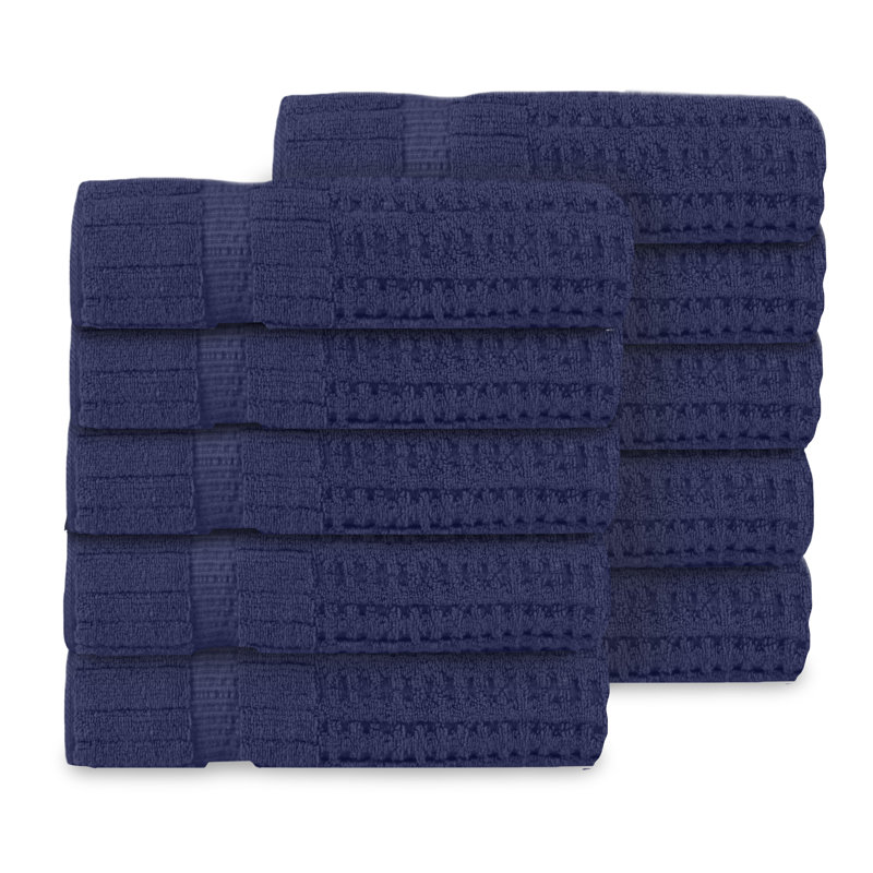 Willow 10 Pieces Towel Set – 100% Combed Cotton, Premium Quality 630 GSM, Navy, Ultra-Soft & Highly Absorbent (10 Piece Bath Towels Set)