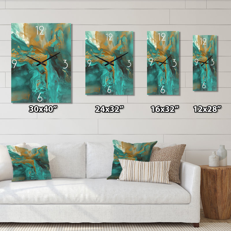 Whirling Waves I - Peinture abstraite très grandes horloges murales, H 32 po x l 16 po x P 1 po
