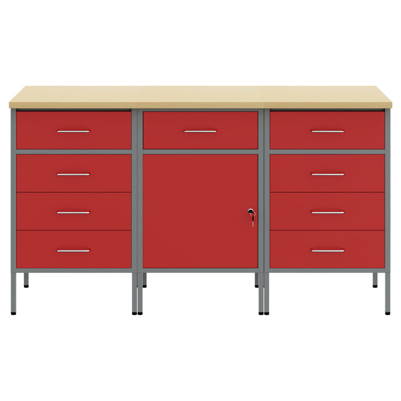 Work Cabinet with Drawer, Red