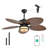 52"  Outdoor Ceiling Fan With Lights, Tropical Palm Leaf Fan, Dimmable Light With Remote/app Control, Plug-in/flush Mount