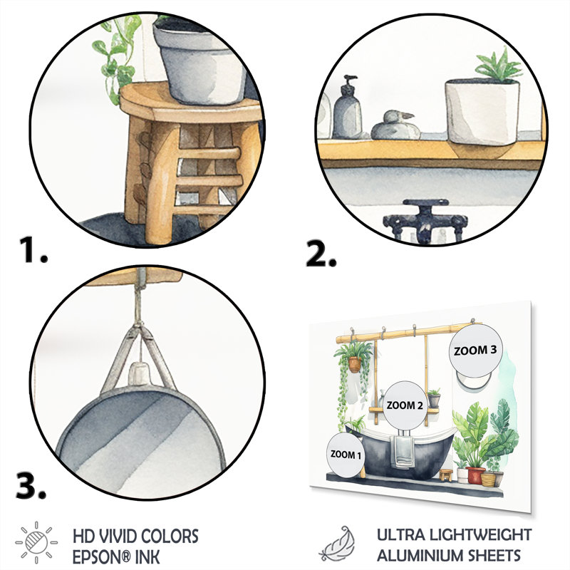«Natural Bathroom Decor III» - Art mural en métal pour salle de bain, H 12 po x l 20 po x P 1 po