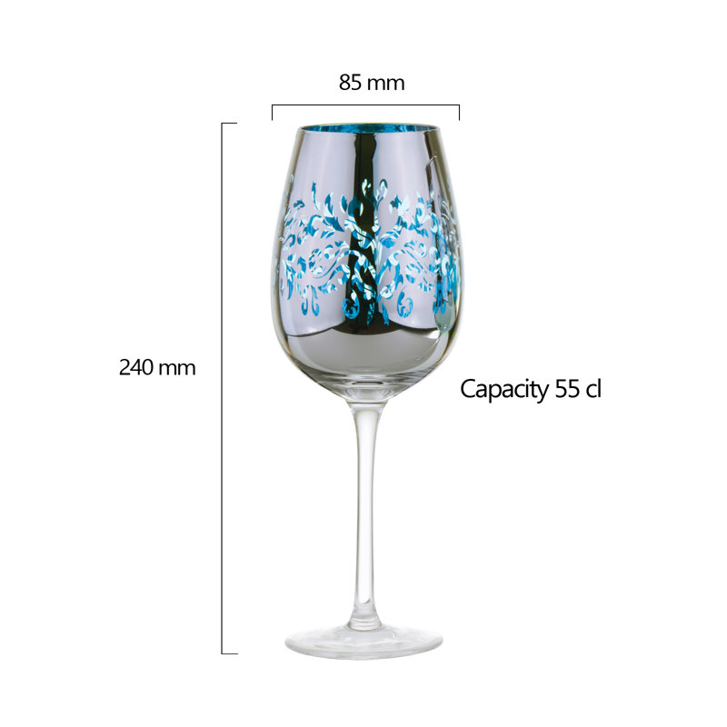 Filigree Wine Glasses, Blue/Silver