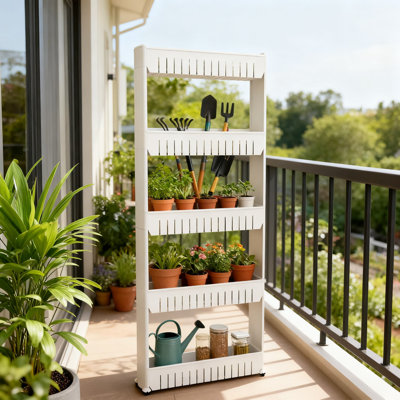 Slim Rolling Storage Cart With Wheels, 5-Tier Narrow Utility Organizer For Bathroom, Kitchen, Laundry Room And Pantry