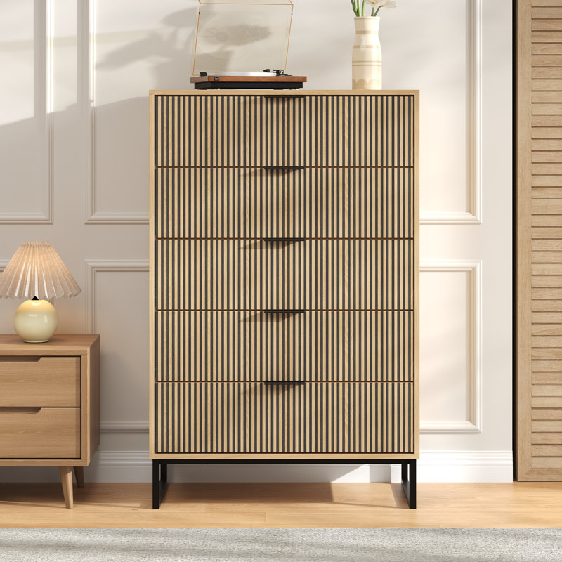 Commode 5 tiroirs moderne, rangement pour chambre à coucher, salon