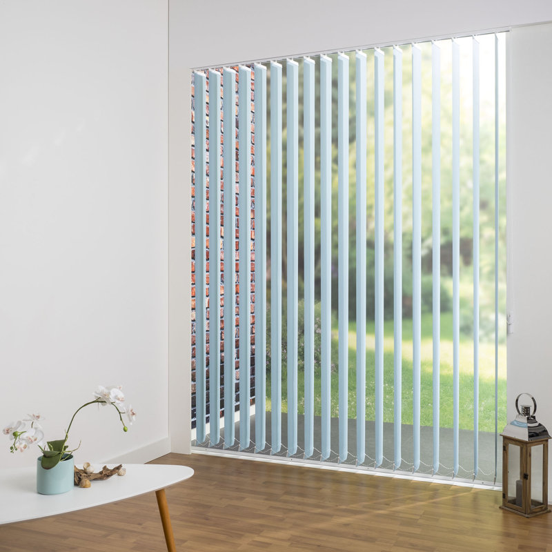 Blackout Vertical Blind, 250cm L x 120cm W, 8.9cm, Light blue