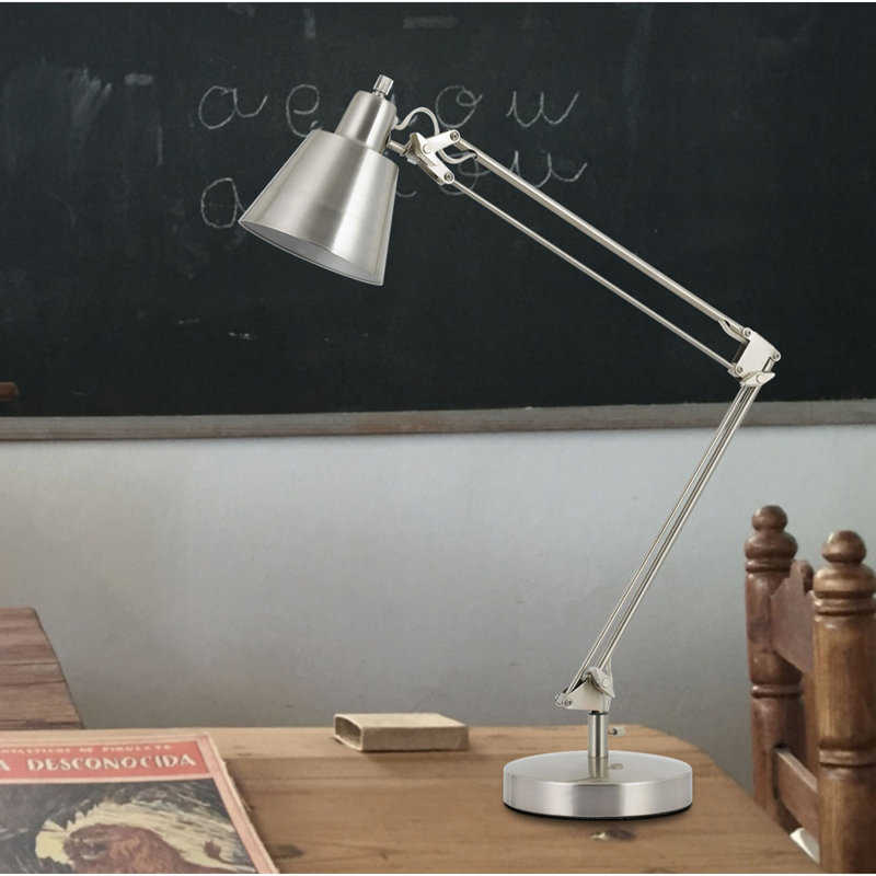 Lampe de bureau en métal, acier brossé, 68,5 cm (27 po) de hauteur, bras réglable