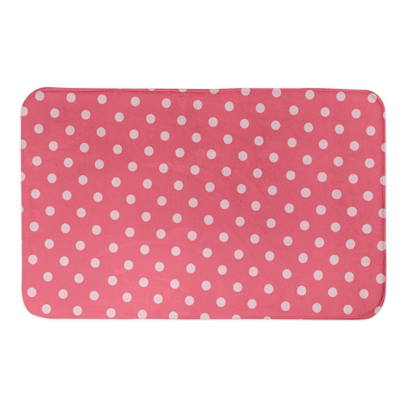 Tapis de bain rectangulaire à pois antidérapant Yother, Rose clair