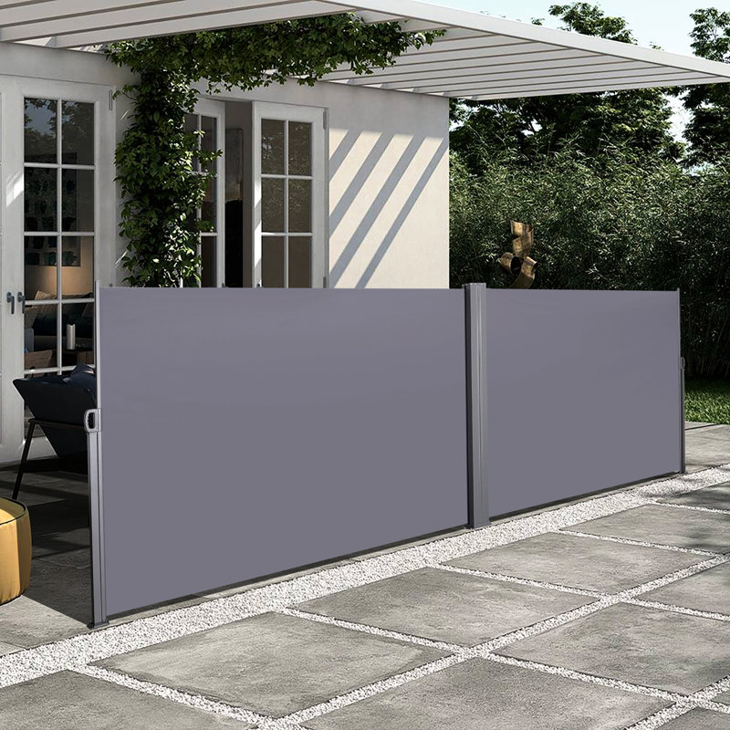 Auvent de balcon rétractable 276 "X 71", imperméable, intimité, porche gris