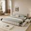 Lit capitonné en chenille avec tiroir de rangement, tête de lit confortable et cadre robuste pour chambres modernes-1171820568