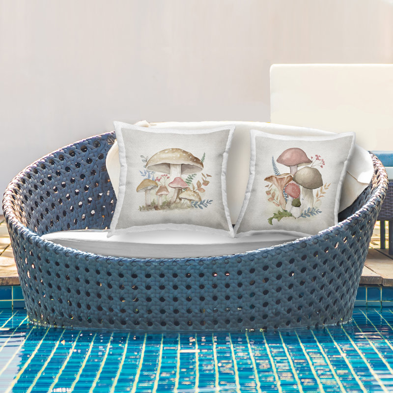 Ensemble de 2 coussins décoratifs d'extérieur Design par Mollie B., Champignons 