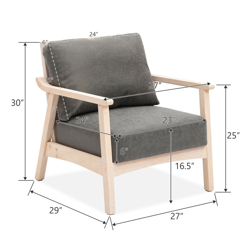 Fauteuil en polyester de 27 po Nicki, Polyester gris anthracite
