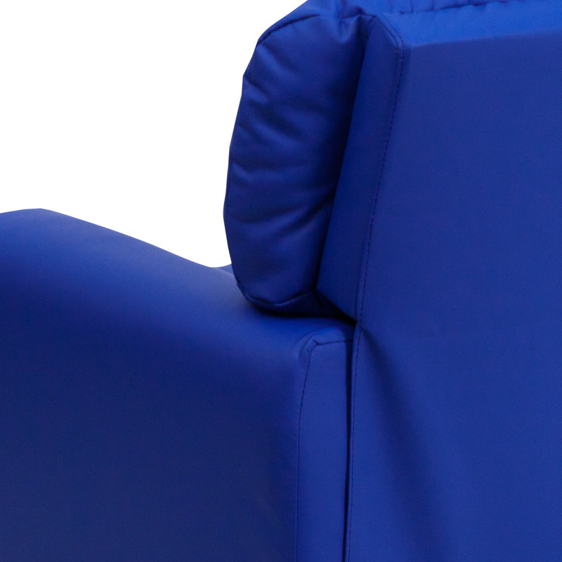 Contemporary Kids Recliner with Cup Holder, Vinyl - Blue