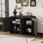 Retro Minimalist 3-door Curved Sideboard With Gold Handles And Adjustable Shelves-399957450
