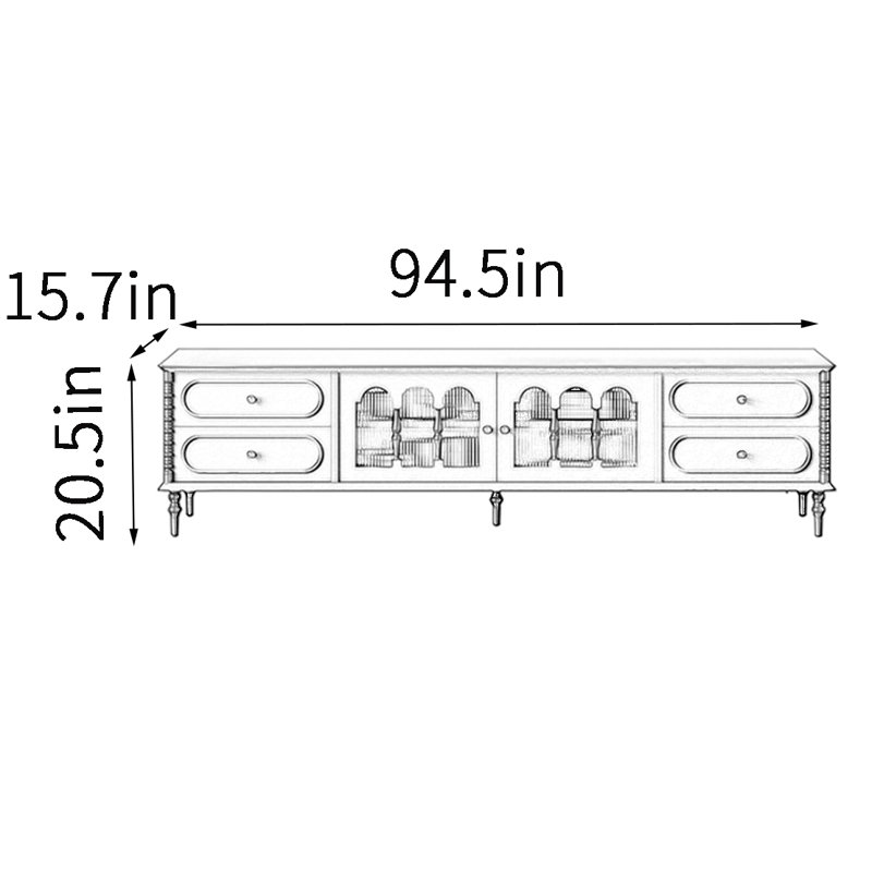 Meuble télé American American, H 20,5 po x L 94,5 po x l 15,7 po, Noir